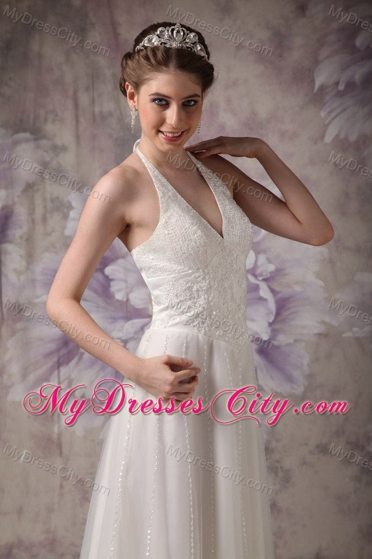 Pretty Embroidery with Beading for 2013 Halter Empire Dress for Brides