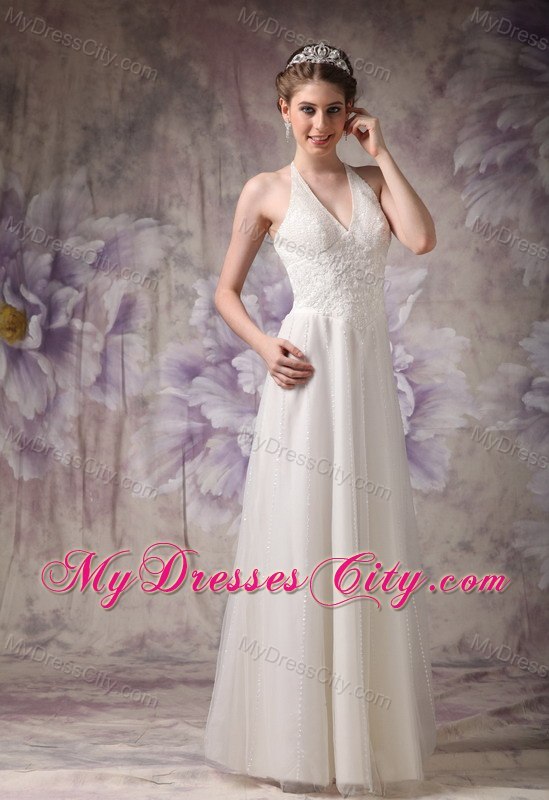 Pretty Embroidery with Beading for 2013 Halter Empire Dress for Brides