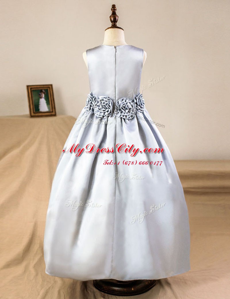 Artistic Floor Length A-line Sleeveless Silver Toddler Flower Girl Dress Zipper