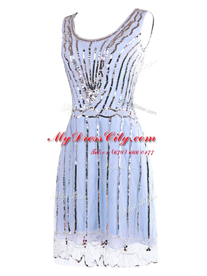 Lavender Side Zipper Scoop Sequins Prom Party Dress Tulle Sleeveless