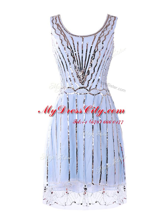 Lavender Side Zipper Scoop Sequins Prom Party Dress Tulle Sleeveless