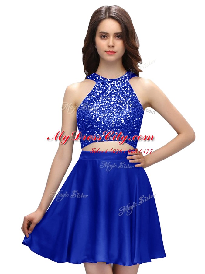 Extravagant Scoop Royal Blue Sleeveless Taffeta Zipper Prom Dresses for Prom and Party