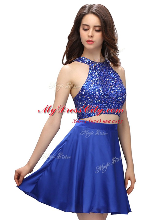 Extravagant Scoop Royal Blue Sleeveless Taffeta Zipper Prom Dresses for Prom and Party