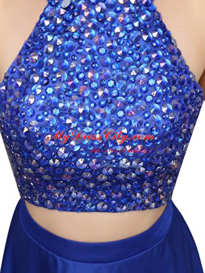 Extravagant Scoop Royal Blue Sleeveless Taffeta Zipper Prom Dresses for Prom and Party