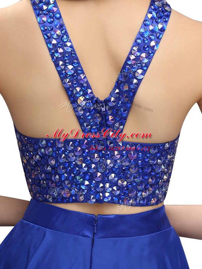 Extravagant Scoop Royal Blue Sleeveless Taffeta Zipper Prom Dresses for Prom and Party