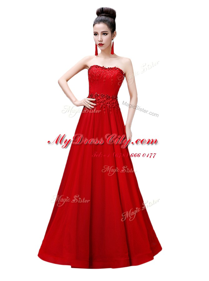 Inexpensive Chiffon Sleeveless Floor Length Prom Party Dress and Beading