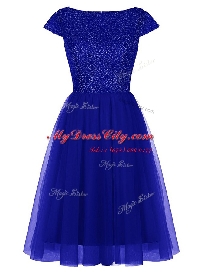 Amazing Lavender Homecoming Dress Prom and Party and For with Beading Bateau Cap Sleeves Zipper