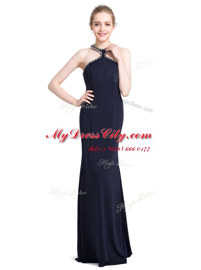 Noble Chiffon Sleeveless Floor Length Prom Dresses and Beading