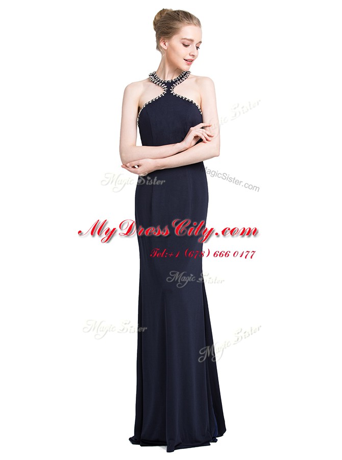 Noble Chiffon Sleeveless Floor Length Prom Dresses and Beading