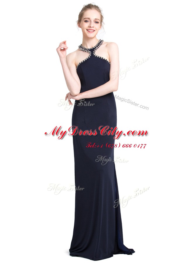 Noble Chiffon Sleeveless Floor Length Prom Dresses and Beading