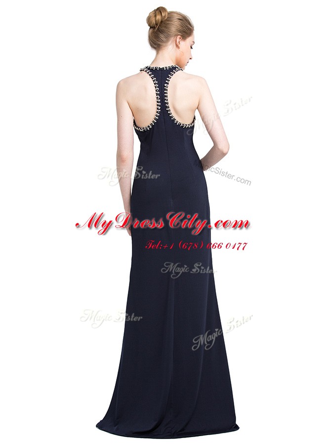 Noble Chiffon Sleeveless Floor Length Prom Dresses and Beading