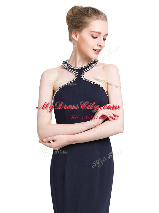 Noble Chiffon Sleeveless Floor Length Prom Dresses and Beading