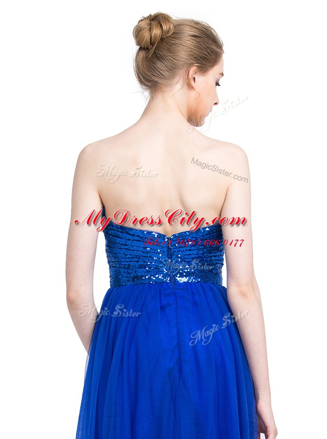 Captivating Royal Blue Prom Dresses Prom and Party and For with Sequins Sweetheart Sleeveless Zipper