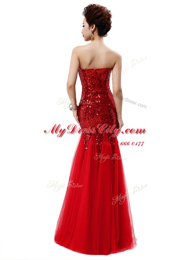 Colorful Mermaid Sleeveless Sequined Floor Length Zipper Homecoming Dress in Fuchsia with Sequins