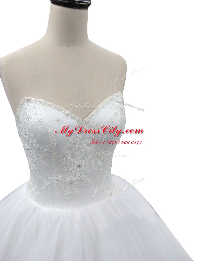 Dramatic Sweetheart Sleeveless Lace Up Bridal Gown Multi-color Organza