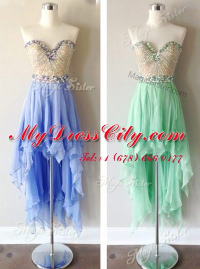 Fantastic Sweetheart Sleeveless Chiffon Homecoming Party Dress Beading Zipper