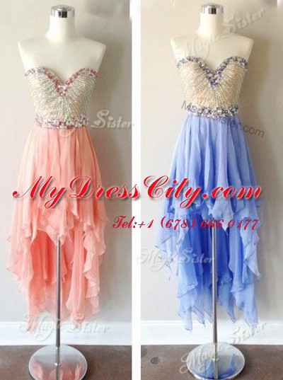 Fantastic Sweetheart Sleeveless Chiffon Homecoming Party Dress Beading Zipper