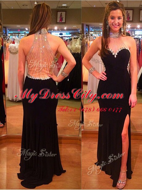 Customized Mermaid Green Bateau Backless Beading Evening Dress Sweep Train Sleeveless