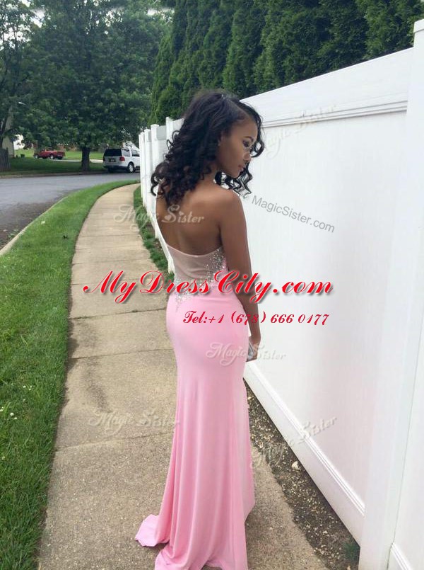 Rose Pink Prom Dress Prom and Party and For with Beading Sweetheart Sleeveless Backless