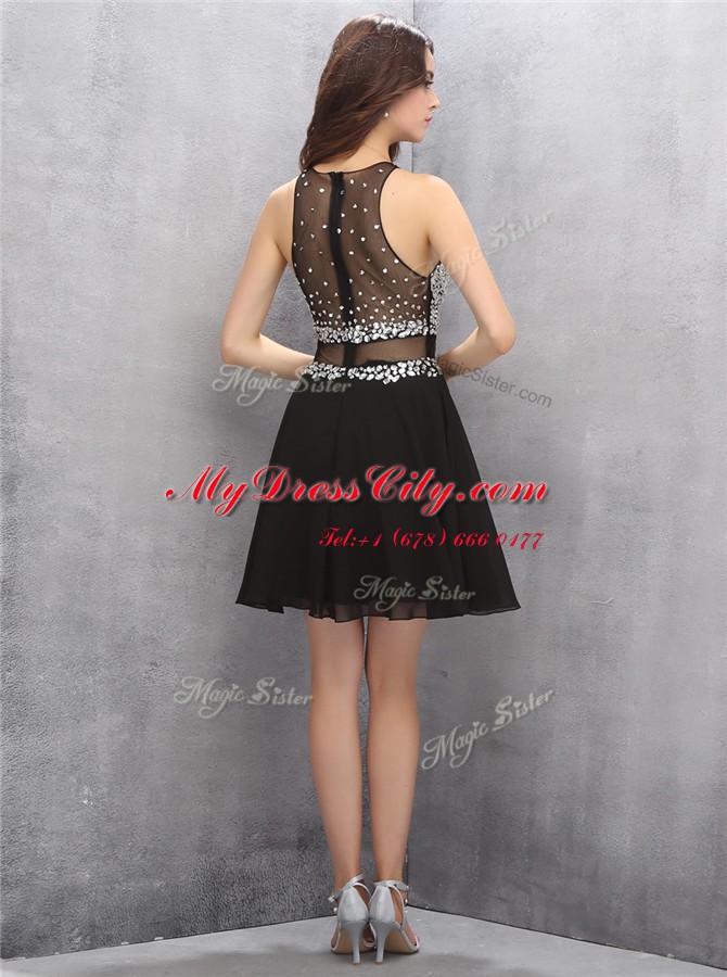 Scoop Chiffon Sleeveless Knee Length and Beading