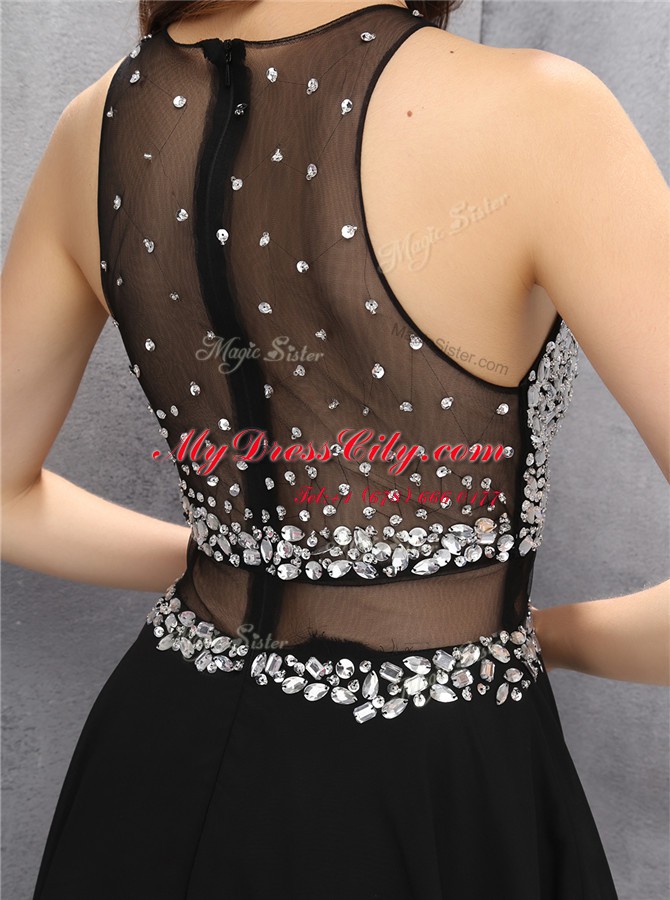 Scoop Chiffon Sleeveless Knee Length and Beading