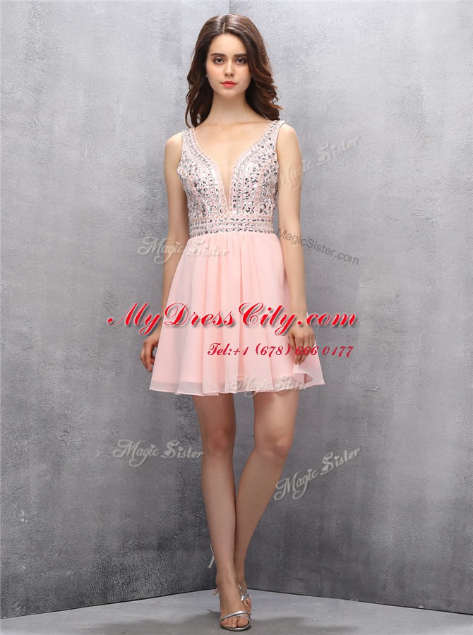 Excellent Sleeveless Beading Zipper Teens Party Dress