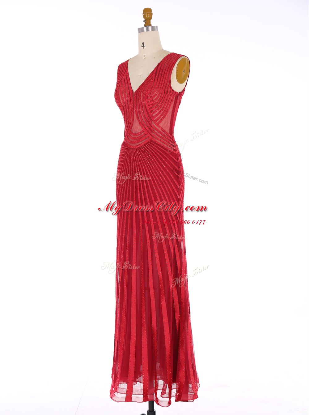 Mermaid Sleeveless Zipper Floor Length Sequins