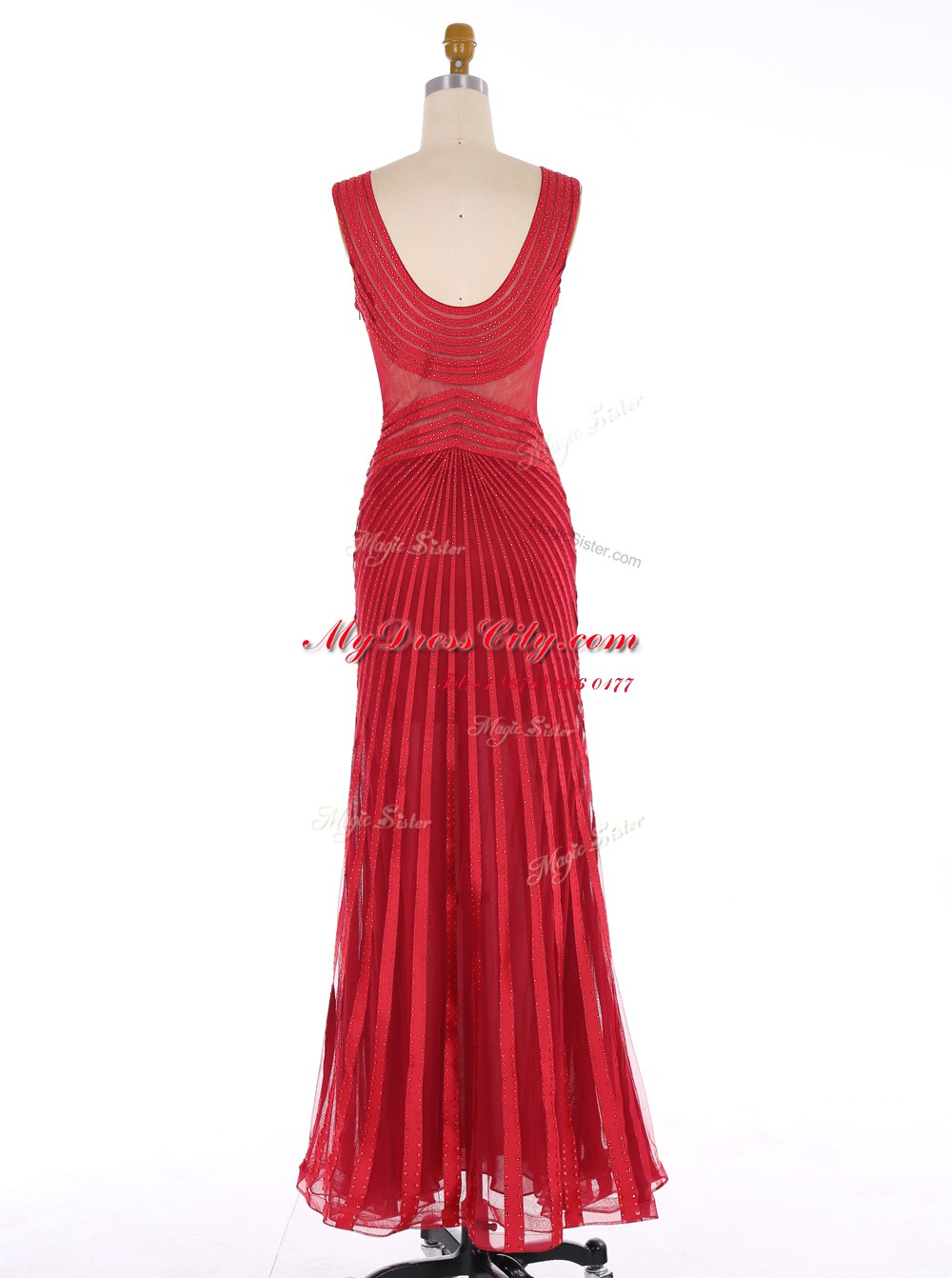 Mermaid Sleeveless Zipper Floor Length Sequins