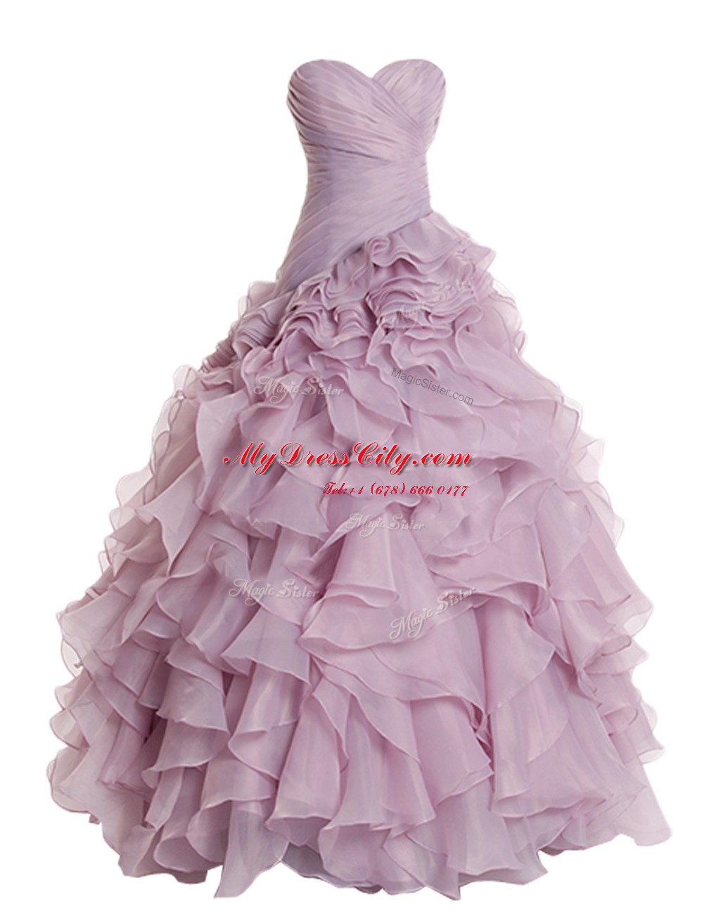 Organza Sleeveless Floor Length Pageant Dress Toddler and Ruffles