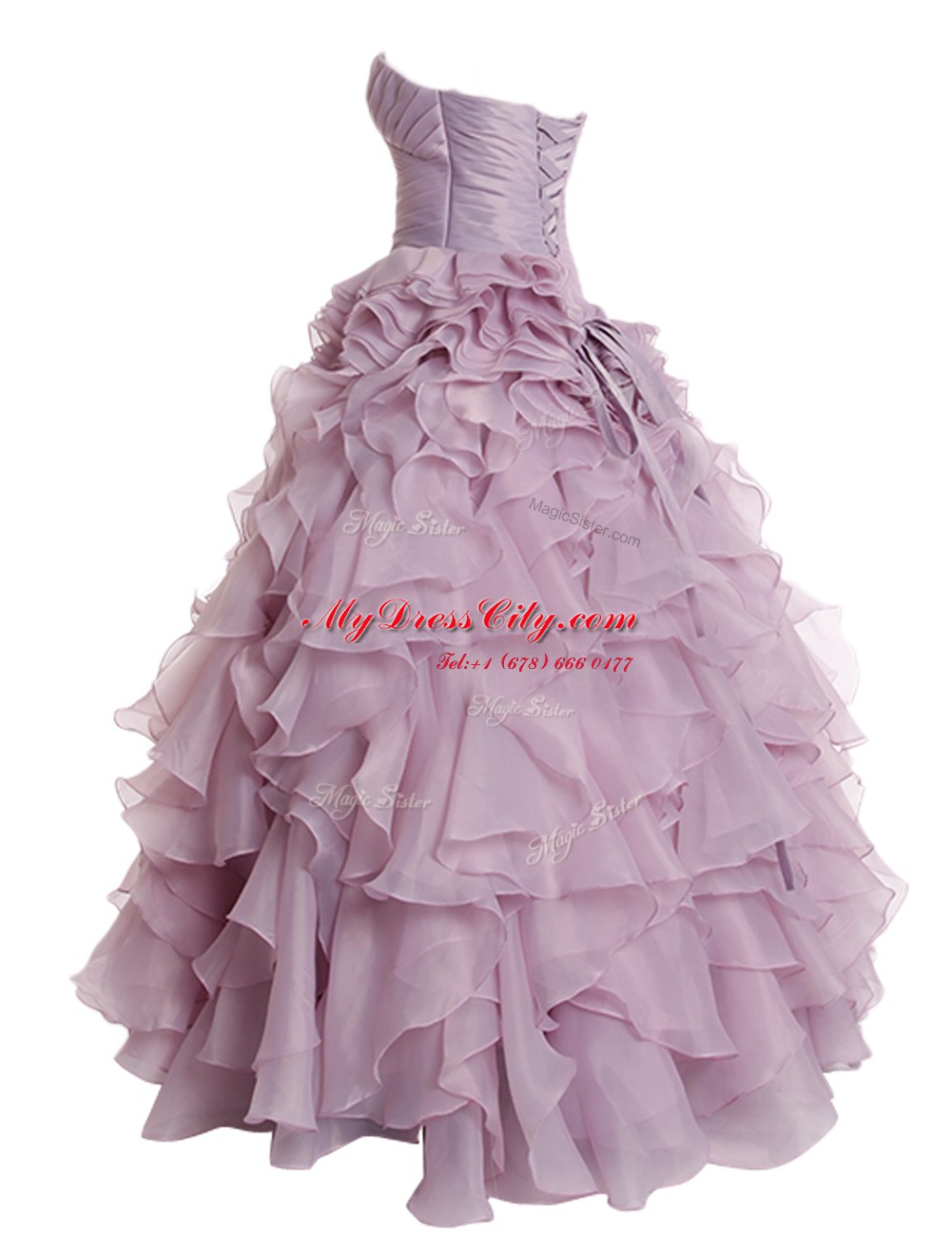 Organza Sleeveless Floor Length Pageant Dress Toddler and Ruffles