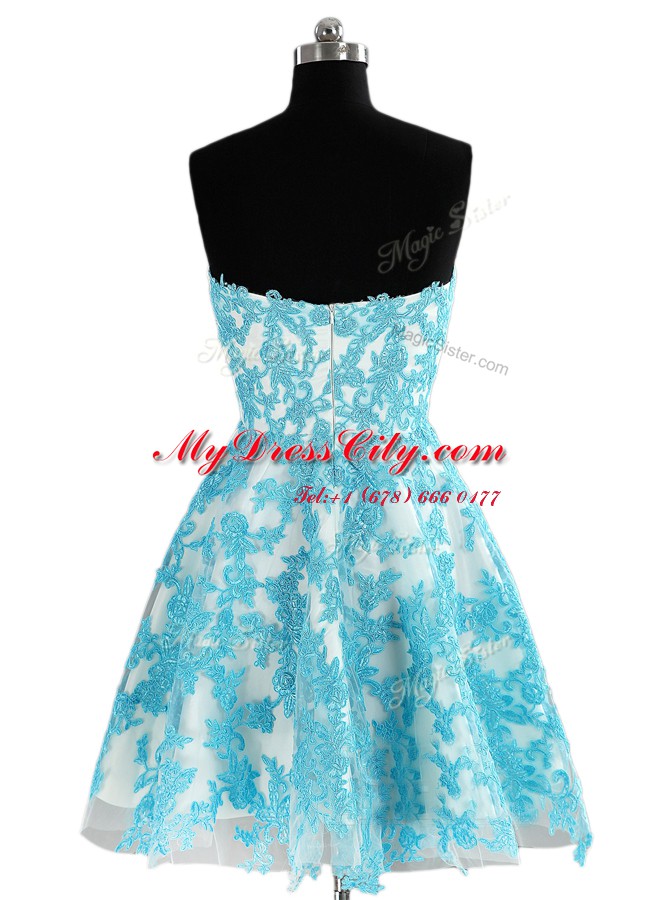 Sweetheart Sleeveless Organza Evening Dress Appliques Zipper