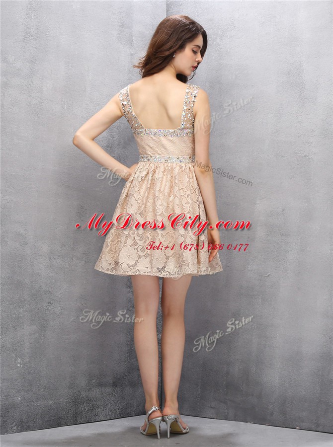 Excellent Straps Sleeveless Lace Beading Backless