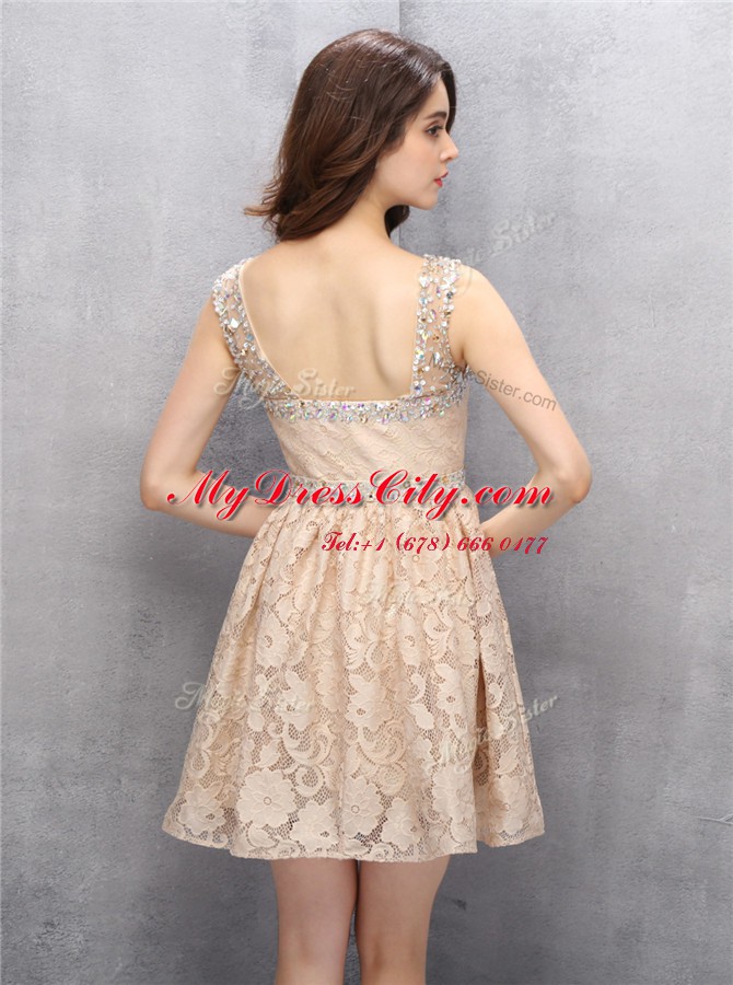 Excellent Straps Sleeveless Lace Beading Backless