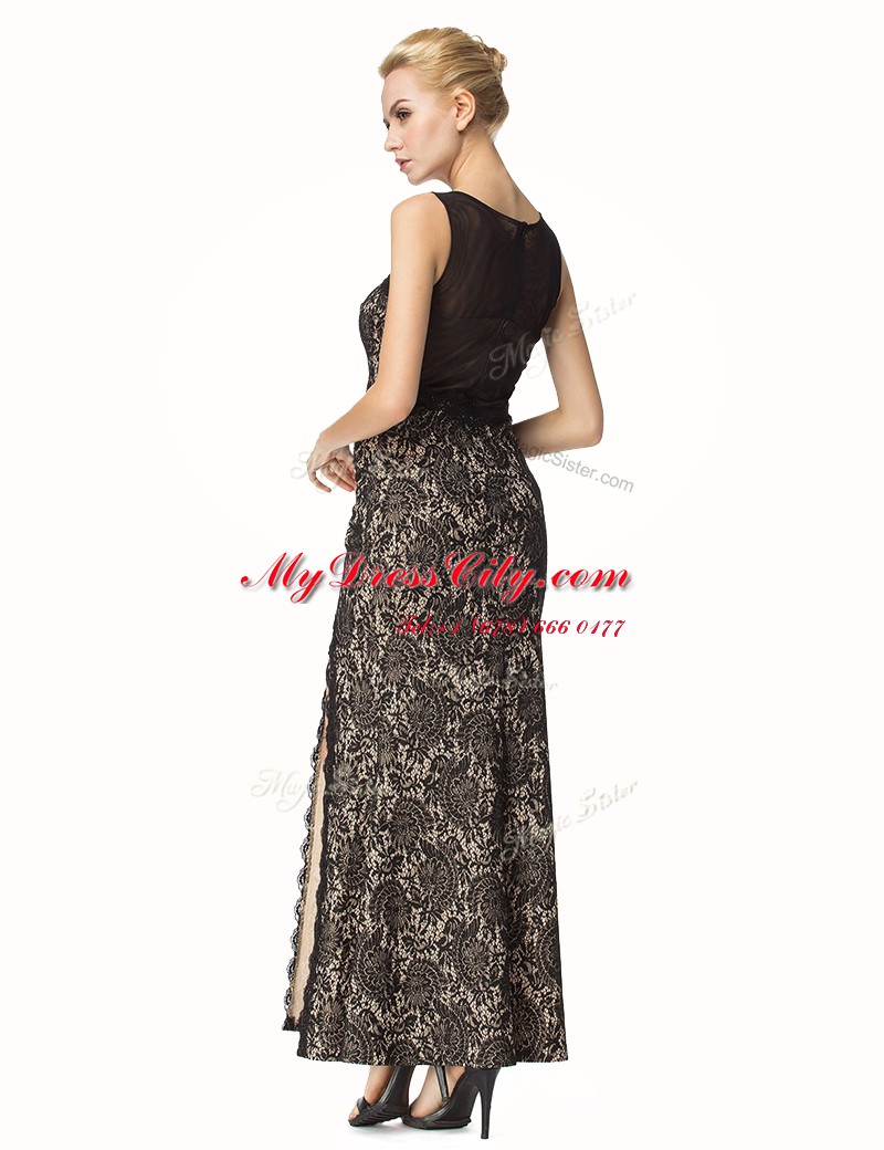 Excellent Scoop Sleeveless Zipper Ankle Length Lace Prom Party Dress