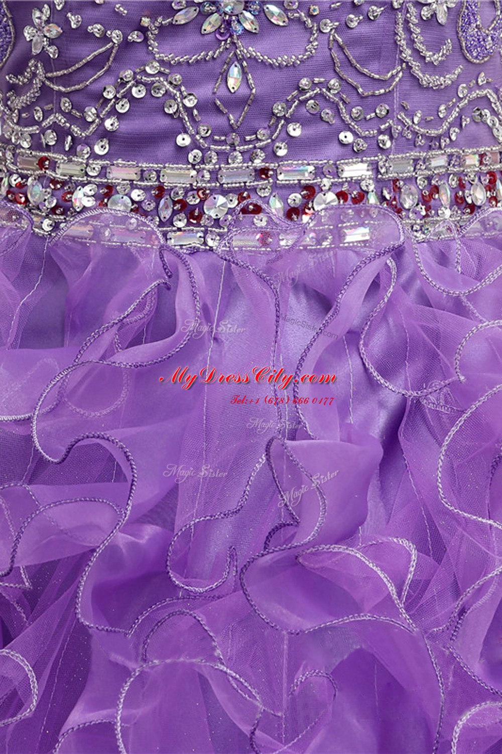 Dramatic Purple A-line Organza Straps Sleeveless Beading and Belt With Train Zipper Prom Gown Sweep Train