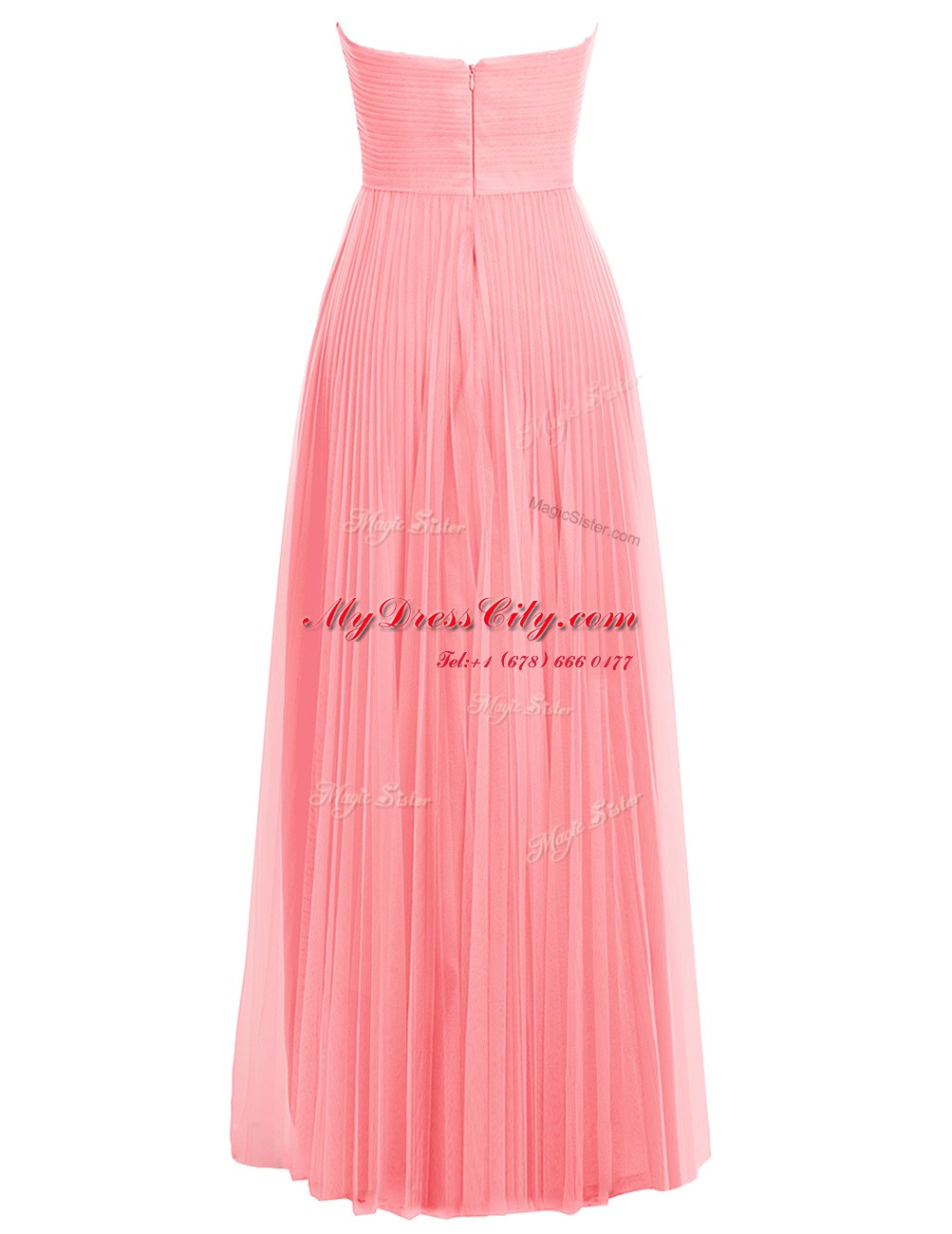 Flirting Floor Length Watermelon Red and Rose Pink Prom Evening Gown Tulle Sleeveless Ruffles