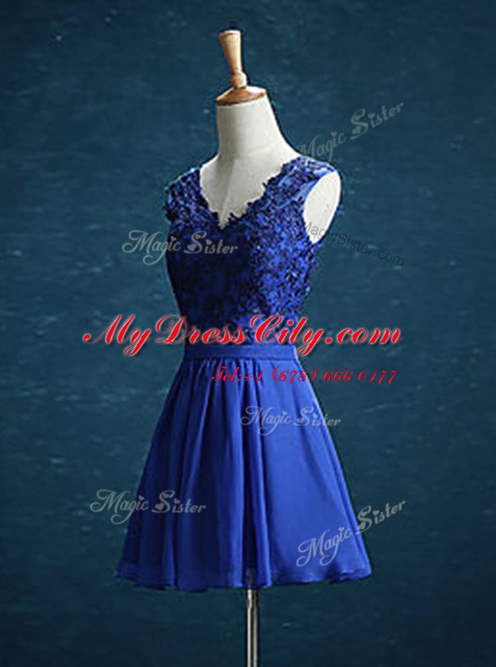 Custom Design V-neck Sleeveless Chiffon Homecoming Dress Appliques Zipper