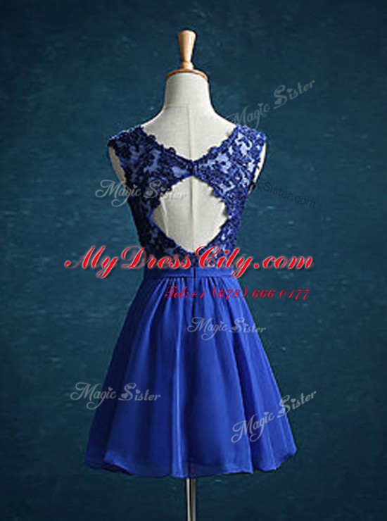 Custom Design V-neck Sleeveless Chiffon Homecoming Dress Appliques Zipper