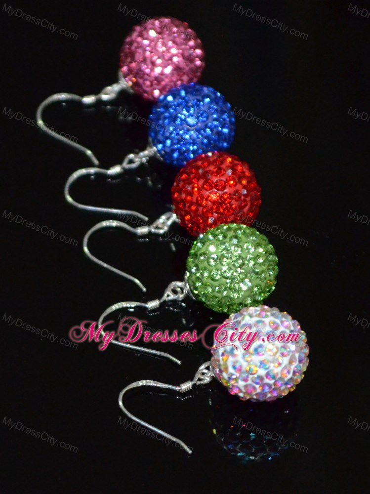 Popular Multi-color Round Rhinestone Earrings