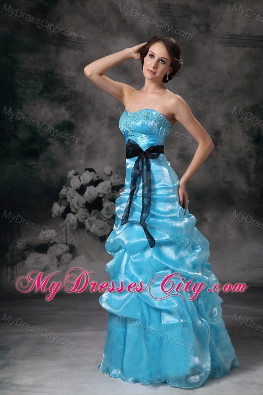 2013 Popular Aqua Blue Strapless Pick-ups Prom Evening Dress