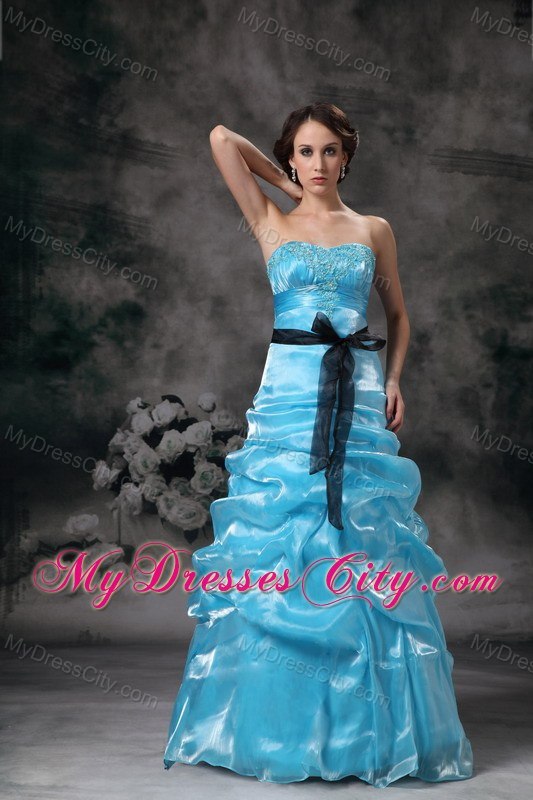 2013 Popular Aqua Blue Strapless Pick-ups Prom Evening Dress