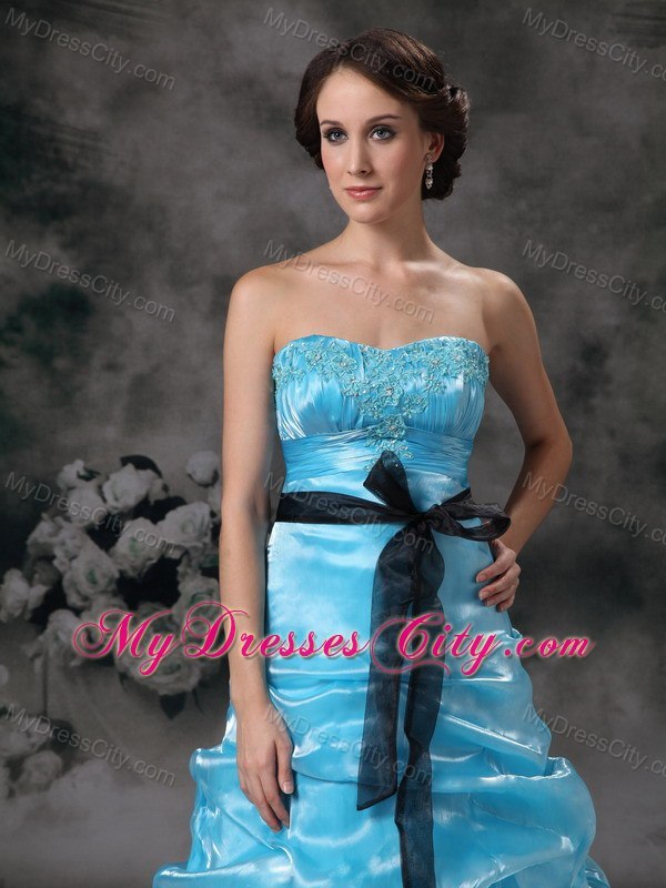 2013 Popular Aqua Blue Strapless Pick-ups Prom Evening Dress