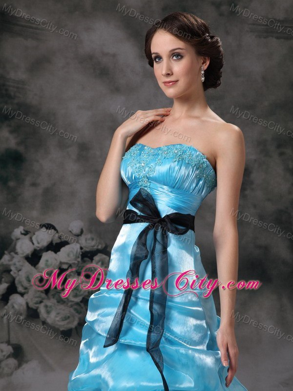 2013 Popular Aqua Blue Strapless Pick-ups Prom Evening Dress