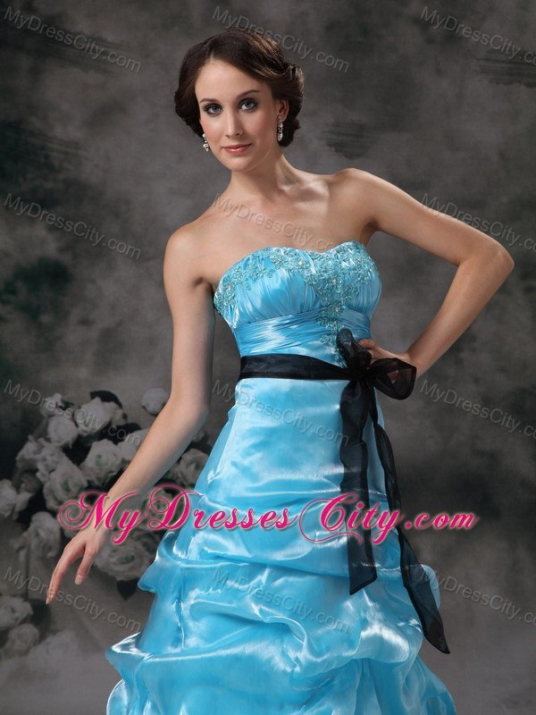 2013 Popular Aqua Blue Strapless Pick-ups Prom Evening Dress