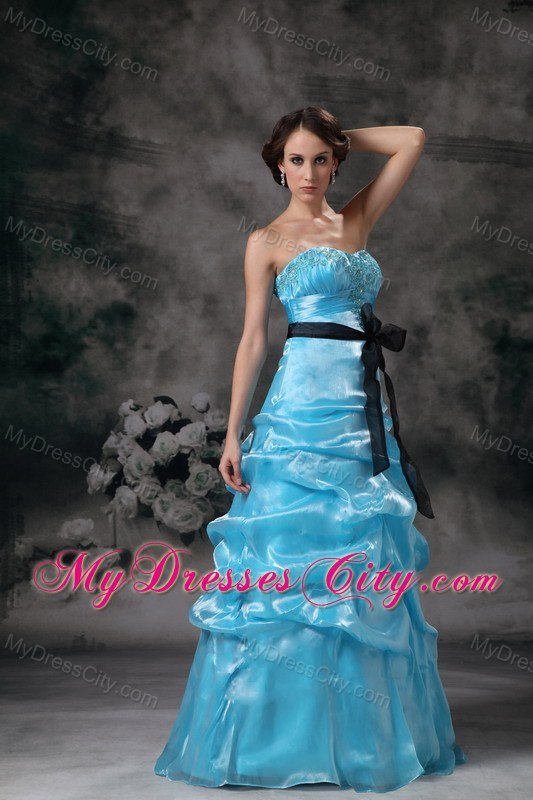 2013 Popular Aqua Blue Strapless Pick-ups Prom Evening Dress