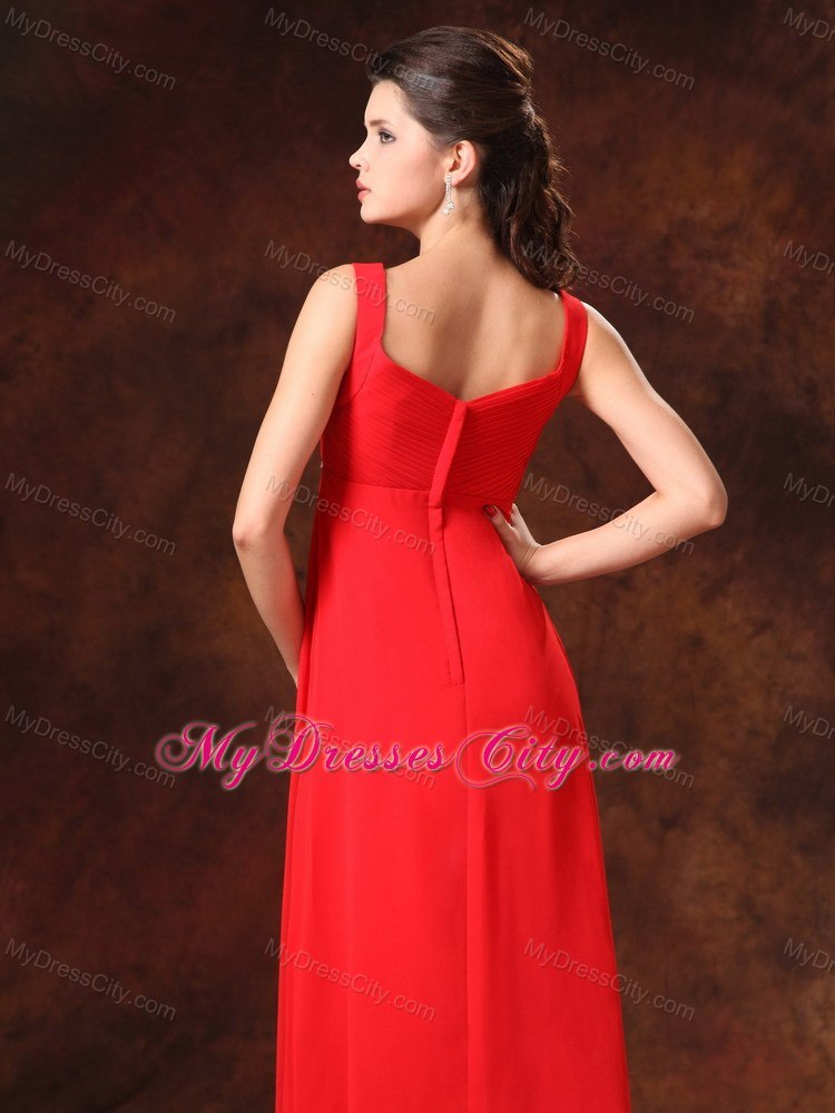 Red Empire Beading Chiffon Straps 2013 Prom Dress on Sale