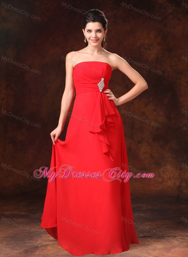 Empire Strapless Red Chiffon 2013 Prom Gowns for Prom