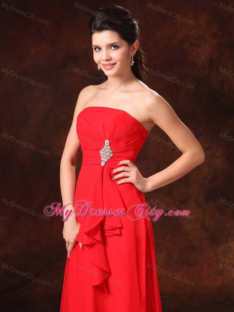 Empire Strapless Red Chiffon 2013 Prom Gowns for Prom