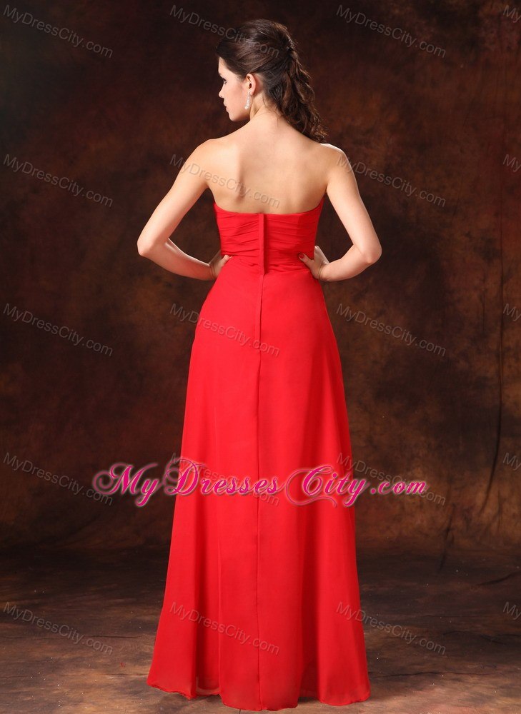 Empire Strapless Red Chiffon 2013 Prom Gowns for Prom