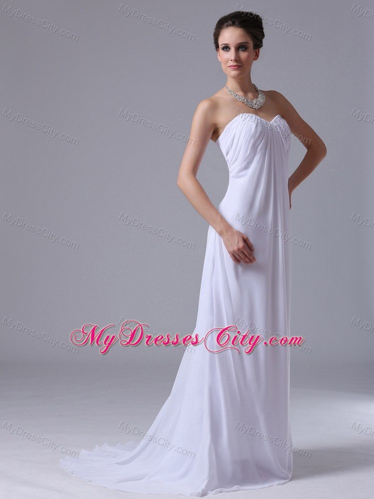 Customize Empire White Chiffon Sweetheart Court Train Prom Dress